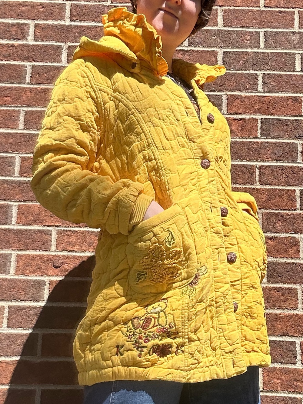 Teddy bear embroidered jacket